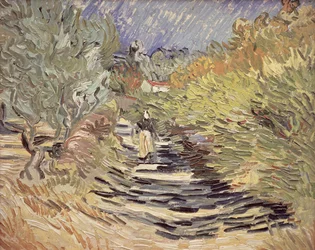 En väg i St. Remy med kvinnliga figurer, 1889